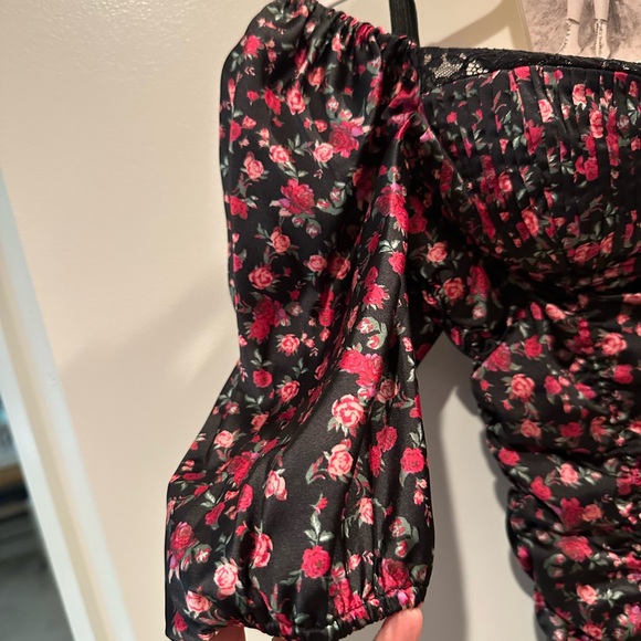 EUC, FOR LOVE & LEMONS, XSm, Black & Pink floral dress, Gorgeous! Corset look. - Picture 6 of 14